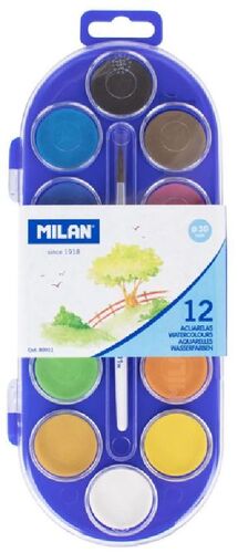 ACUARELA 12 COLORES MILAN GRANDES