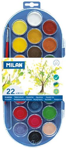 ACUARELA 22 COLORES MILAN GRANDES